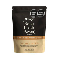 Proteina Savvy Bone Broth Caramelo Vainilla a base de caldo de hueso de pollo x560 g